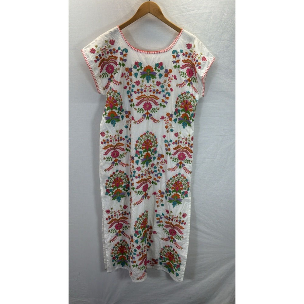 Nimo With Love heavy Embroidered Maxi mexican oaxacan patio Dress MD organic